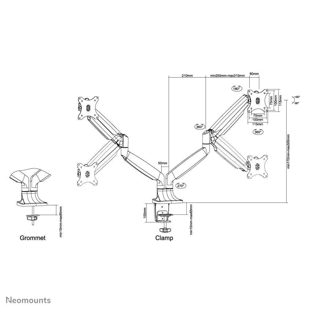 Neomounts Select monitor bureausteun